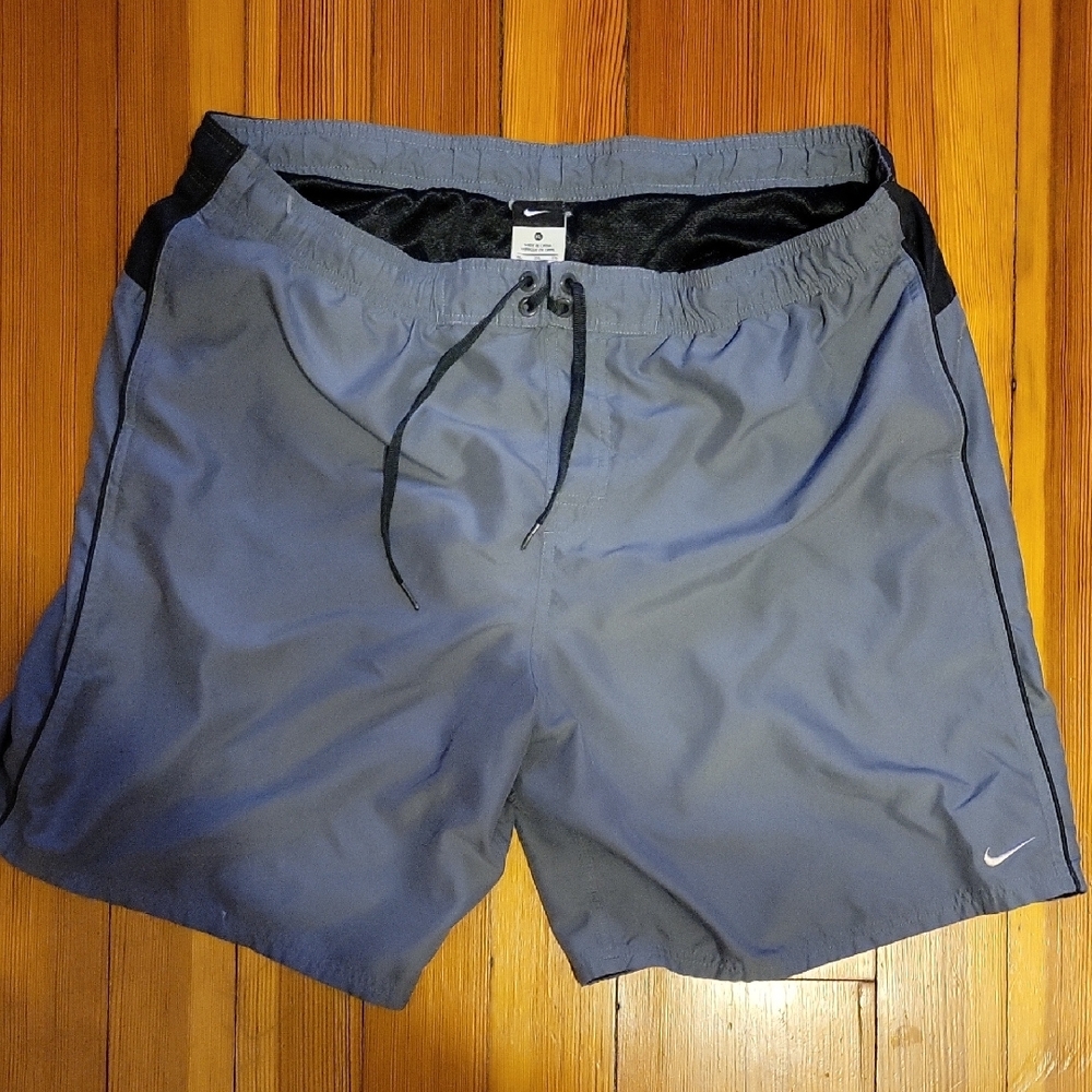 Nike Gray and Black Swim Trunks Quick-Drying